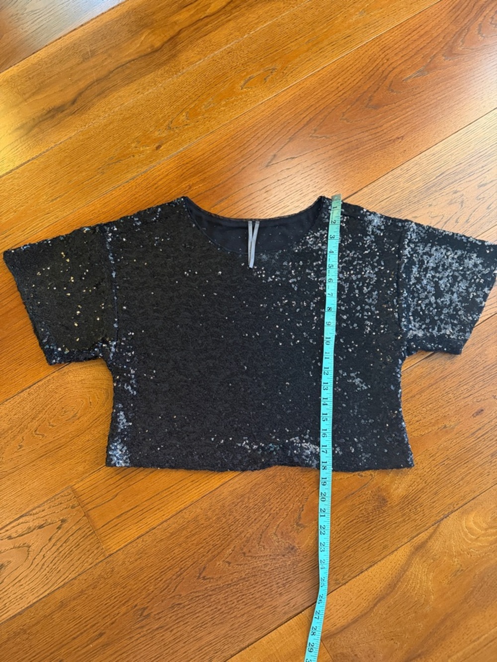 Anthropologie Short Sleeve Sequin Cropped Blouse - Picture 7 of 7